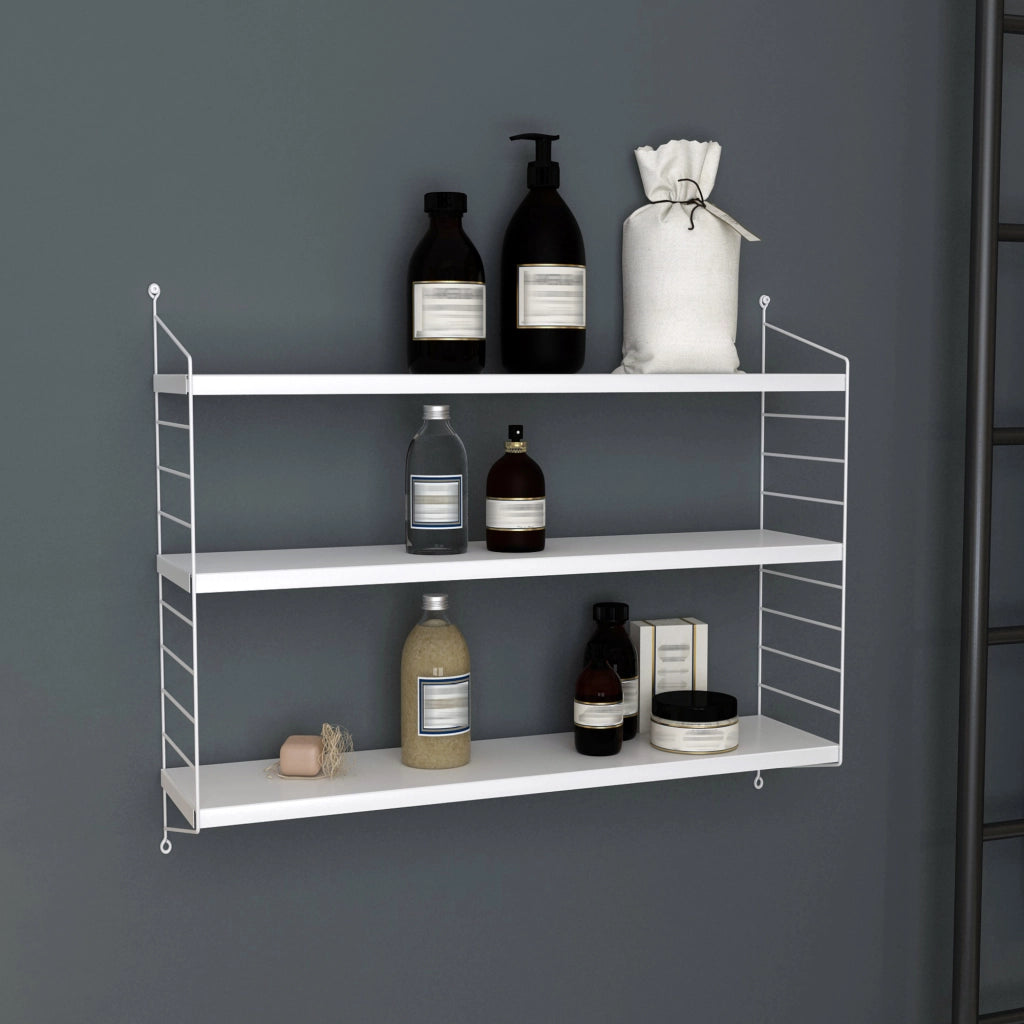 Set di 3 Scaffali da Parete Strängnäs a 3 Ripiani Regolabili  50 x 60 x 15 cm Acciaio Bianco [en.casa]
