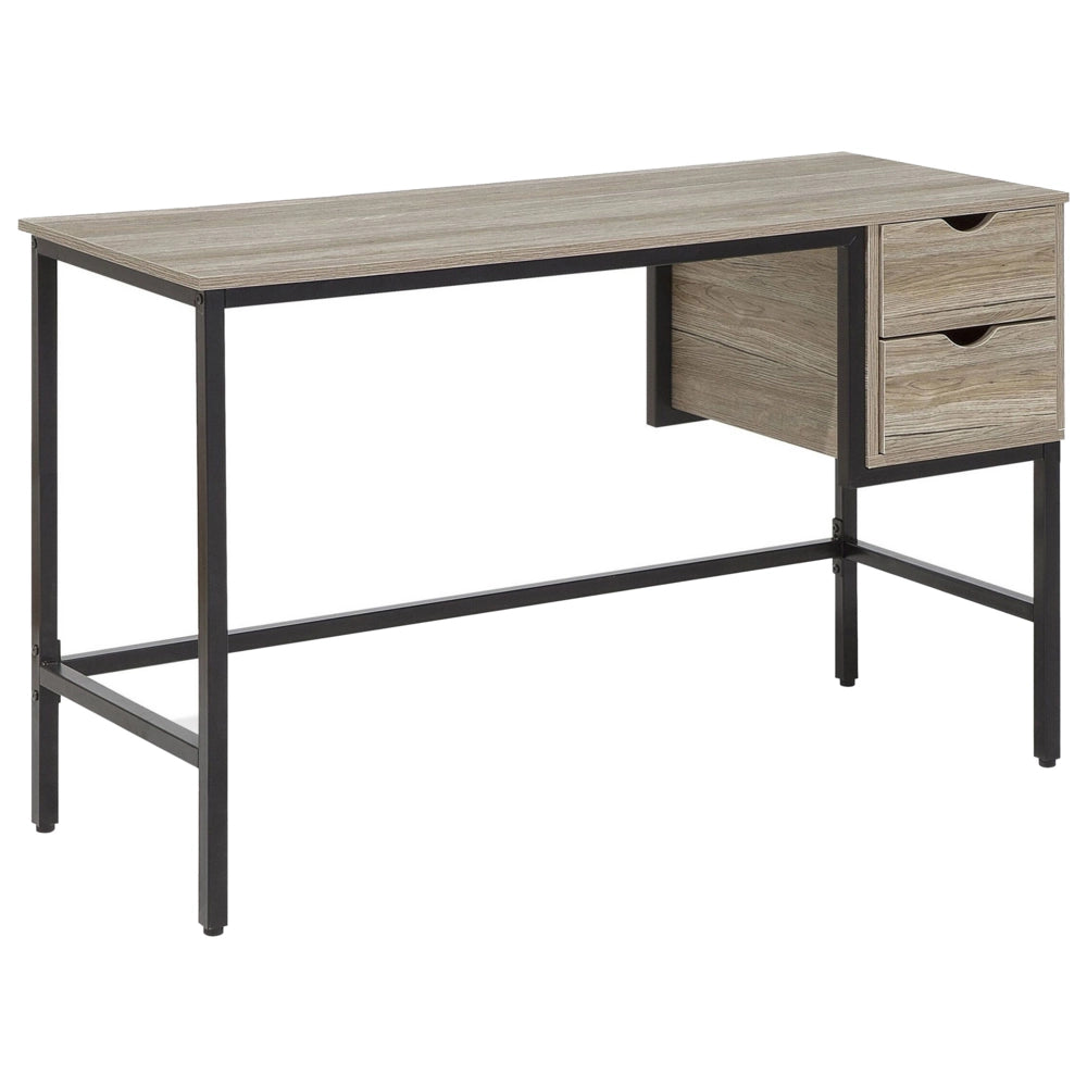 Scrivania da Ufficio Legno Scuro e Nera 120 x 48 cm 2 Cassetti Industrial