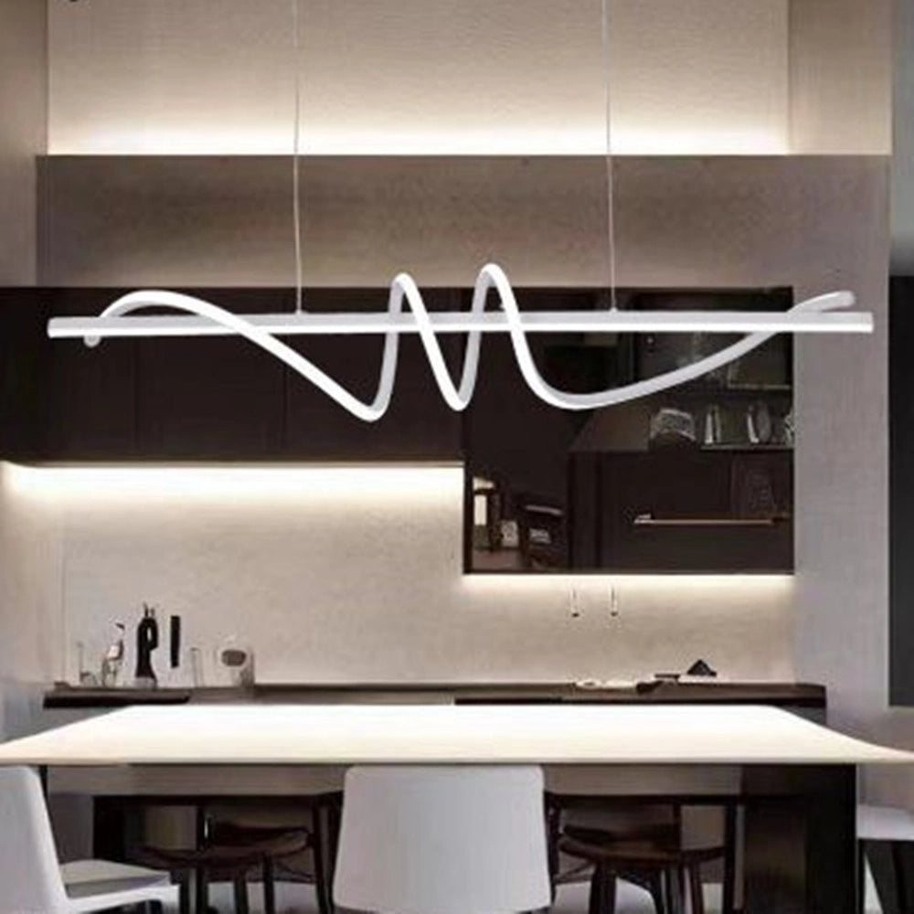 Trade Shop - Lampadario Sospeso Led 65w Bianco Spirale Ondulato Vortice Orizzontale Luce 3000k-6500k 01141 -