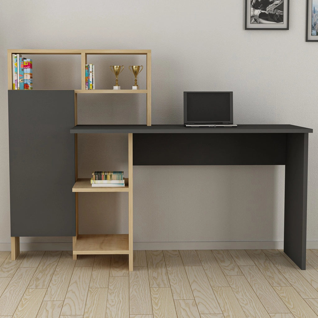Cremella, Scrivania 6 Ripiani, 136x60x112h cm Nero Antracite