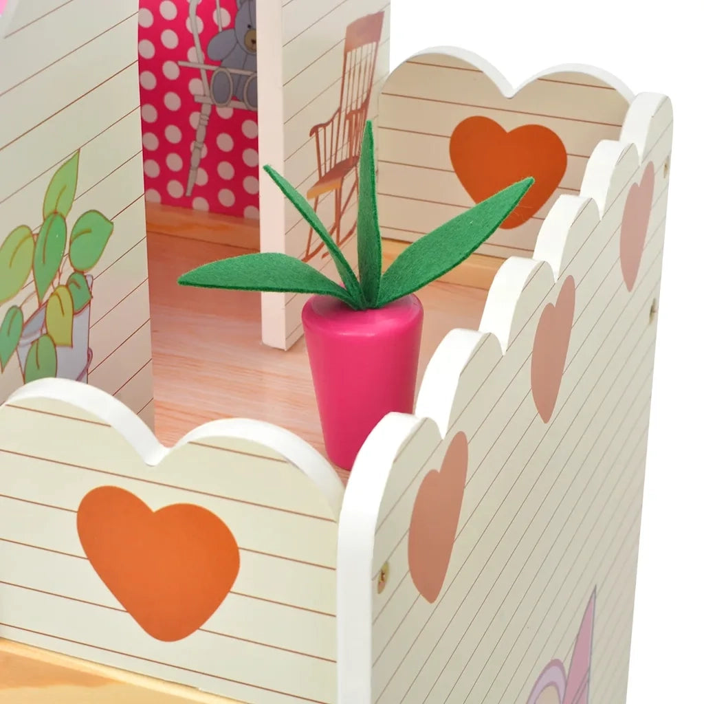 Casa delle Bambole a 3 Piani in Legno 60x30x90 cm 80175
