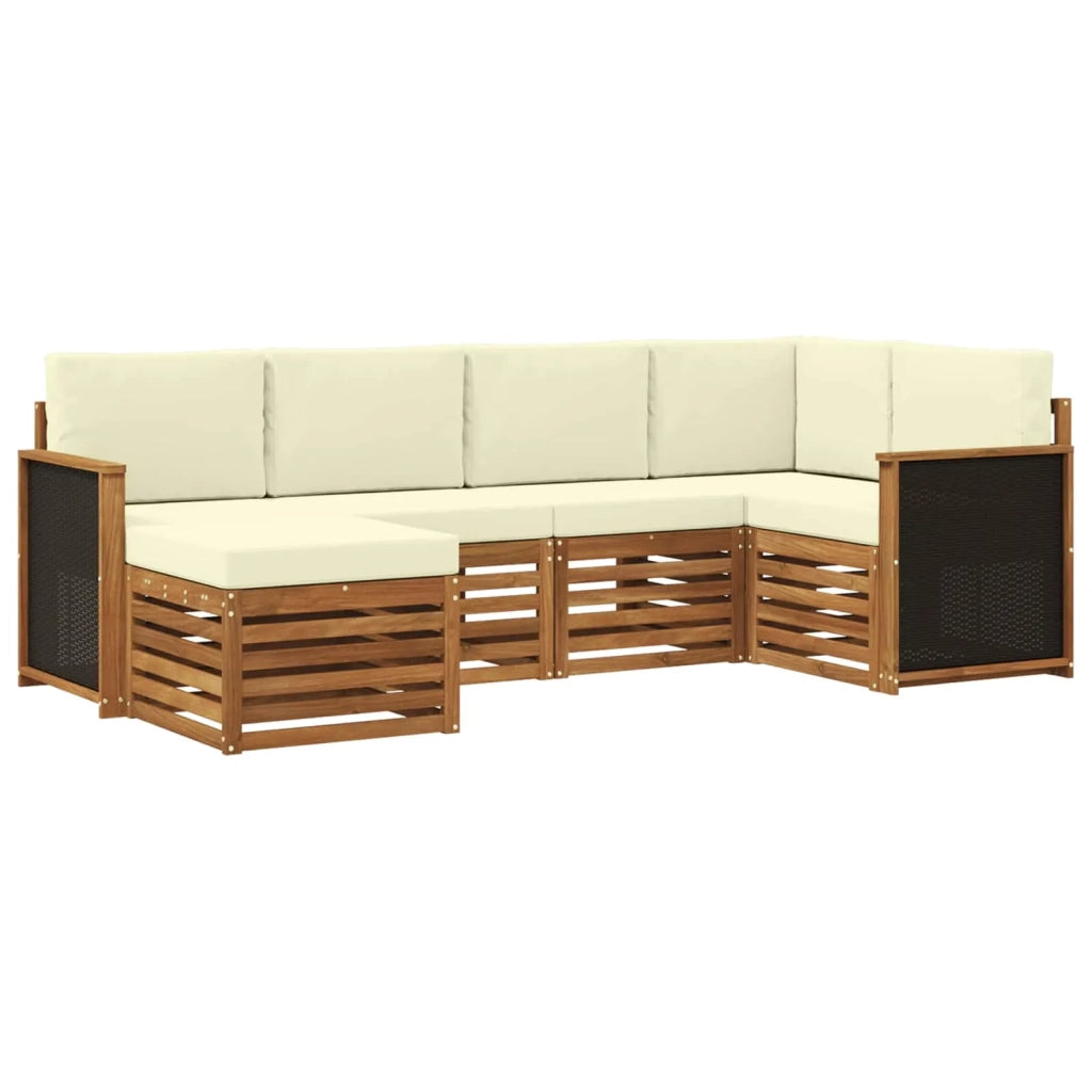 Set divano sezionale con cuscino 5 pcs Naturale e Crema 3384551