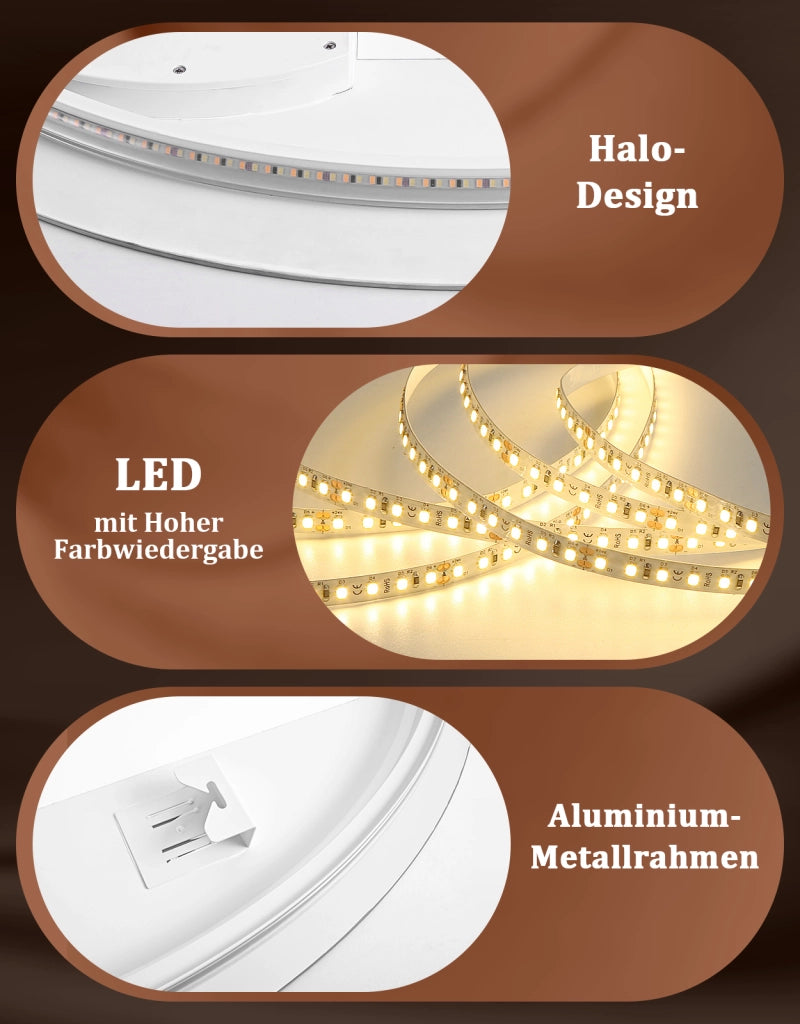 ZMH Specchio da bagno ovale LED 50x70 cm parete IP44 interruttore touch antiappannante dimmerabile 3000K-6500K