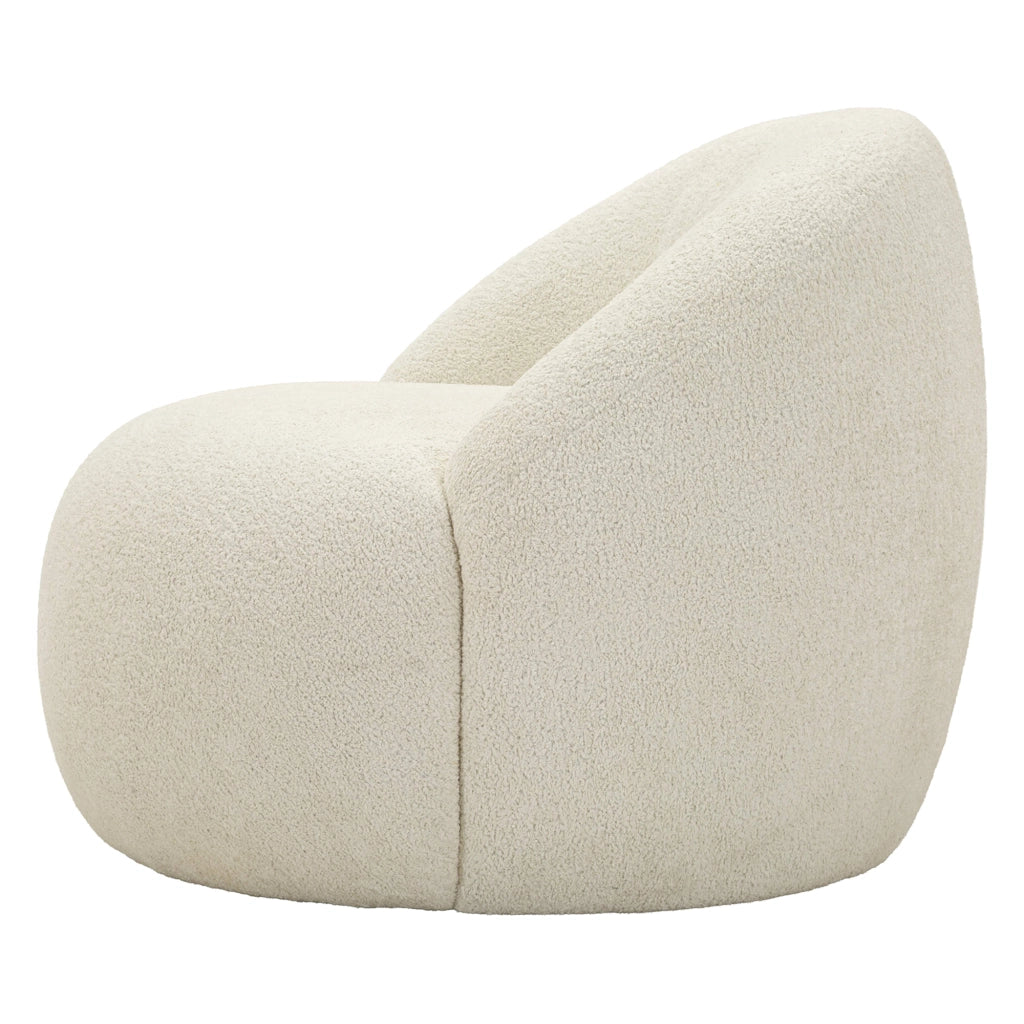 Poltroncina Nubra, Poltrona Rivestimento in Tessuto Bouclè, 80x56x83h cm Bianco