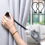 Giradiscio per tende - Versione migliorata con cavo più spesso e magneti più forti. Ferri per tende, decorazioni per tende, giradiscio per tende manuale (nero, 2 pezzi), diametro cavo 3 mm, peso 0,2 kg, materiale cavo acciaio, numero di magneti 4.