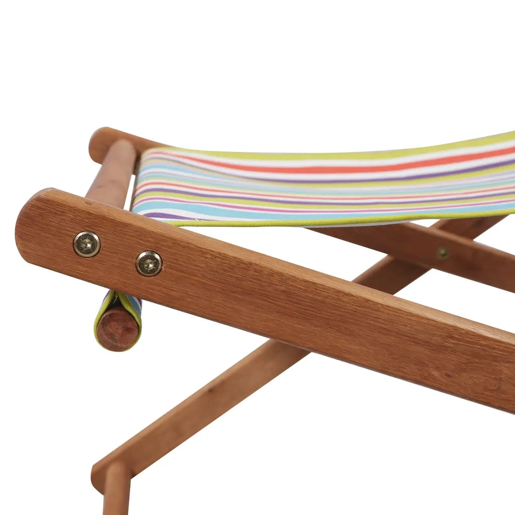 Sdraio da Spiaggia Pieghevole Telaio Legno Tessuto Multicolore CFW4624848