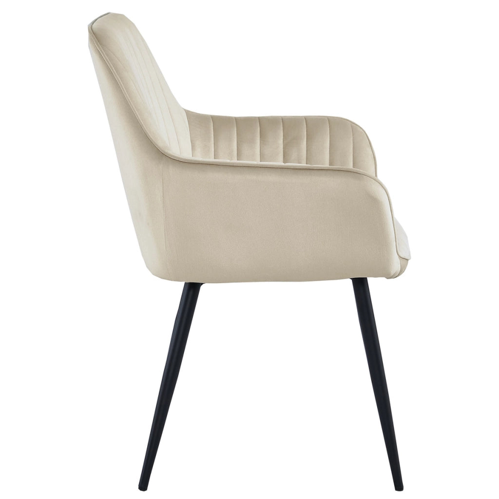 Sedia di design Solden in velluto beige e metallo nero