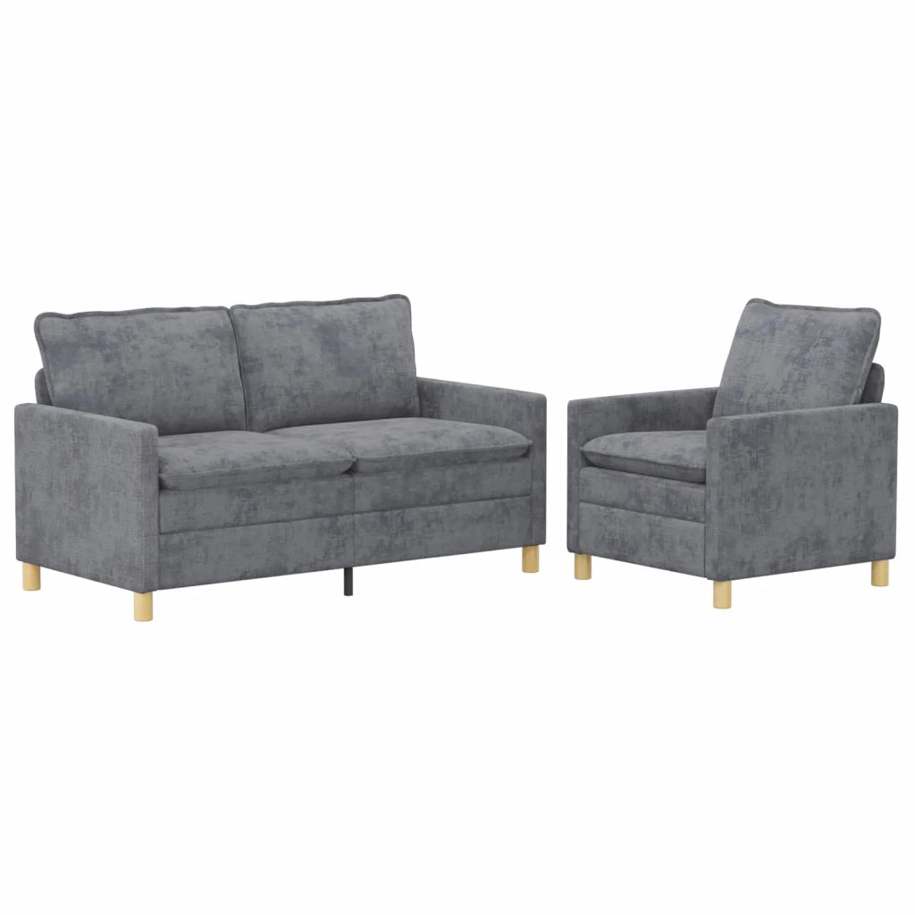 Set di divani 2 pcs Grigio Chiaro Poliestere