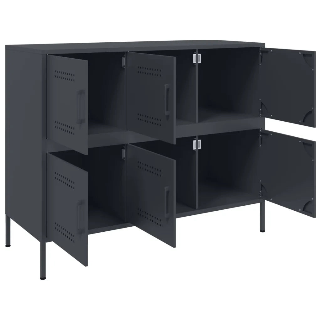 Credenza | Madia | Buffet da pranzo | Armadio da pranzo Antracite 100,5x39x79 cm in Acciaio