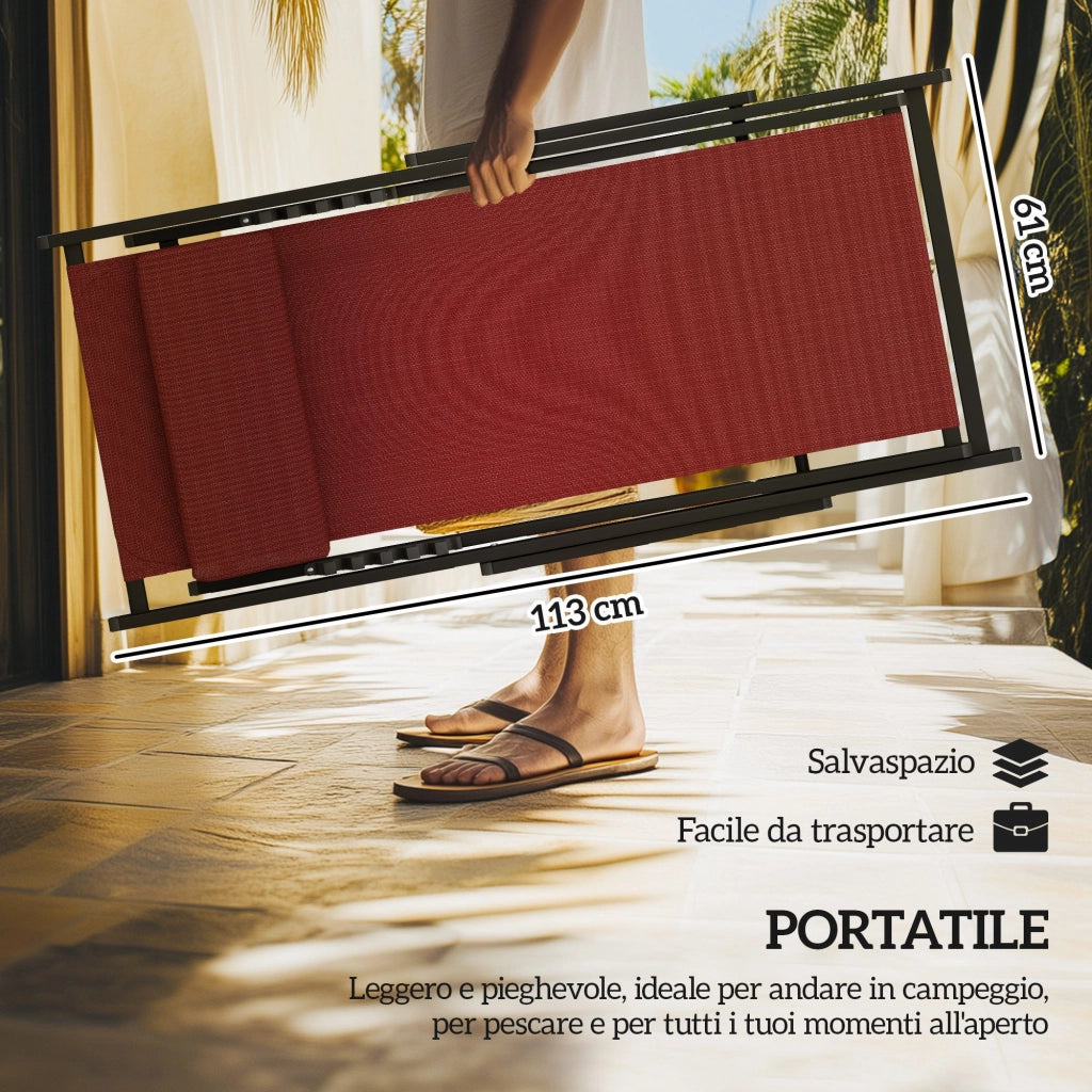 Set 2 Sedie Pieghevoli Reclinabili ¨C zephmum ¨C Alluminio, 100x60x85 cm, Rosso
