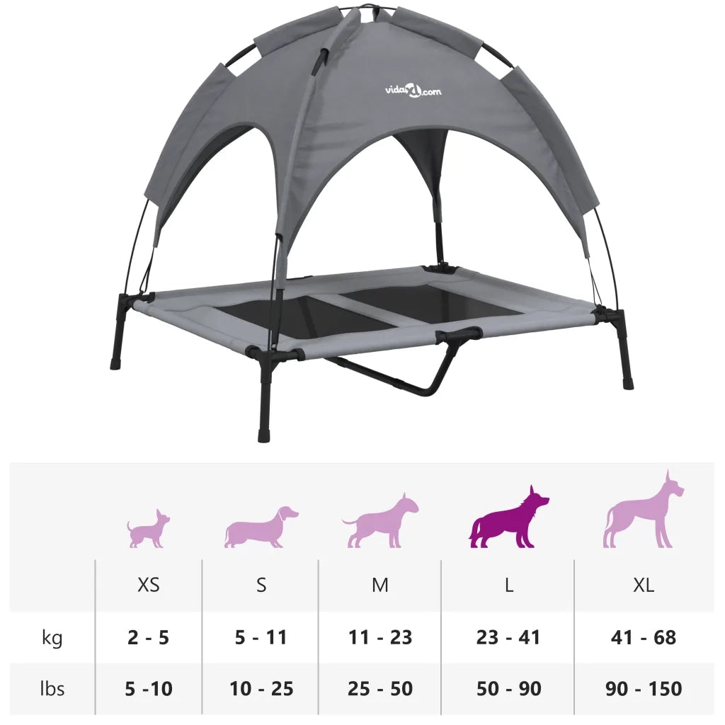 Lettino per Cani con Tetto Tessuto Oxford Antracite e Acciaio CFW6241760