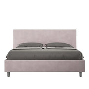 Letto matrimoniale con rete imbottito 160x200 microfibra glicine Adele