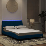 Giroletto con LED senza Materasso-Struttura Letto Hanko Blu 140x200 cm in Velluto