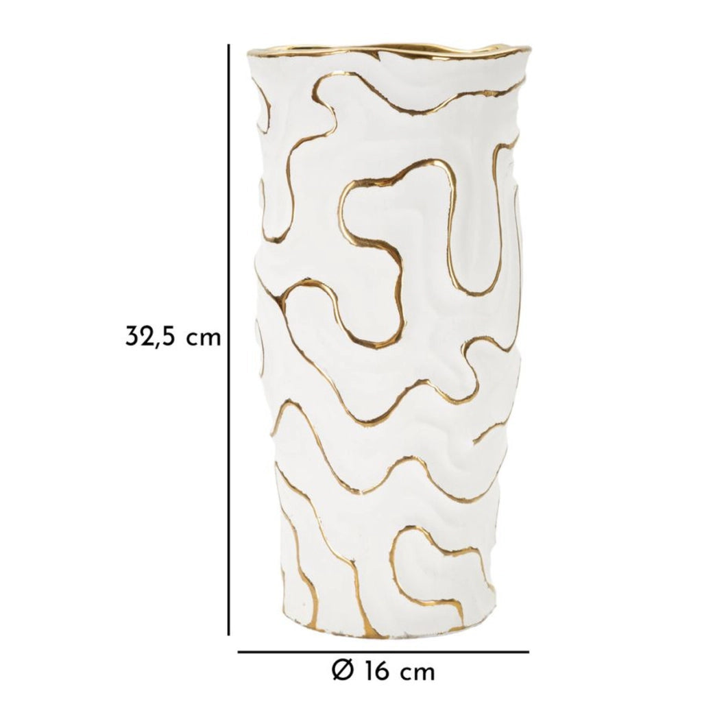 Vaso Decorativo VKH640, Bianco, Ceramica, 16x16x32,5 cm