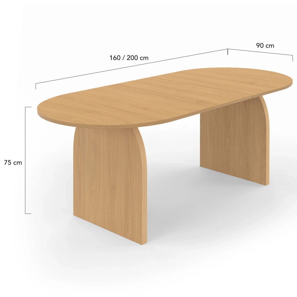 IDMarket - Tavolo da pranzo ovale japandi allungabile EDITH 6-10 persone in faggio effetto legno 160 - 200 cm