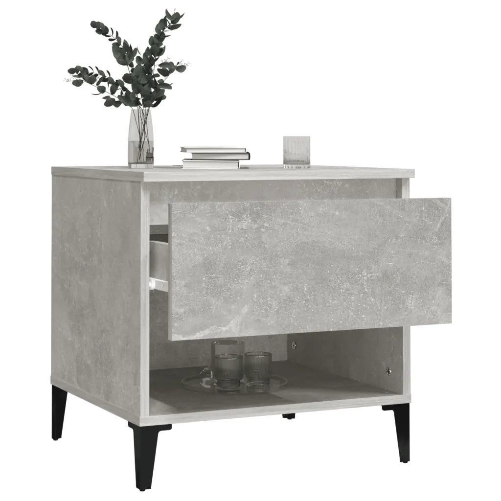 Tavolino | Tavolo laterale Grigio Cemento 50x46x50 cm in Legno Multistrato