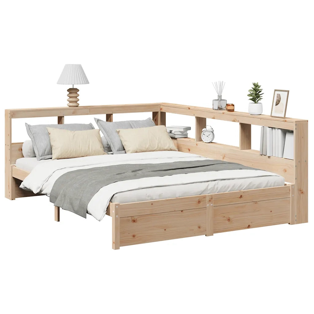 Letto Libreria senza Materasso-Struttura Letto contenitore 160x200 cm in Legno di Pino 663504