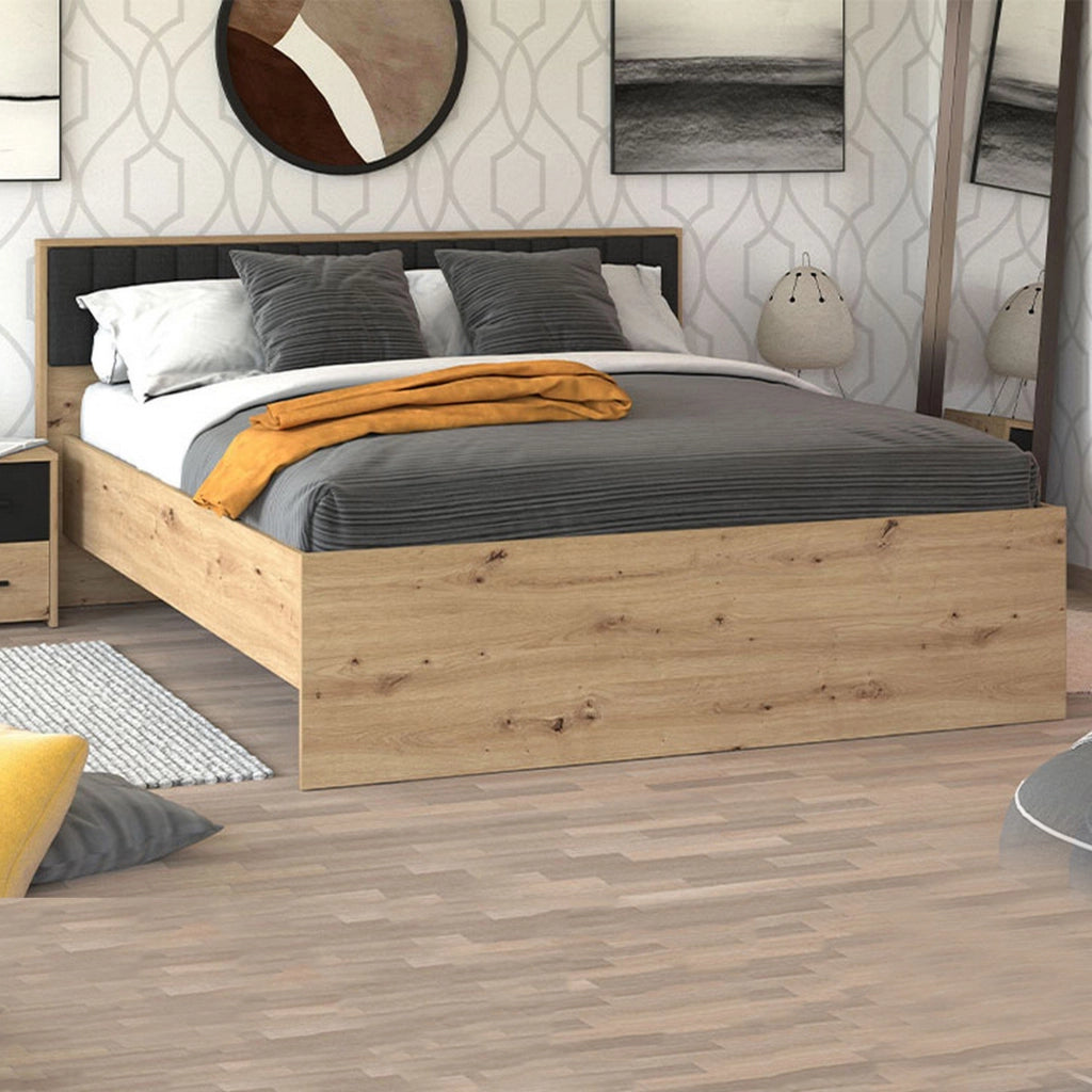 Letto Matrimoniale Grosso, Letto Matrimoniale Dimensione Materasso 160x200 cm, Marrone Rovere Nodi