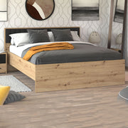 Letto Matrimoniale Grosso, Letto Matrimoniale Dimensione Materasso 160x200 cm, Marrone Rovere Nodi