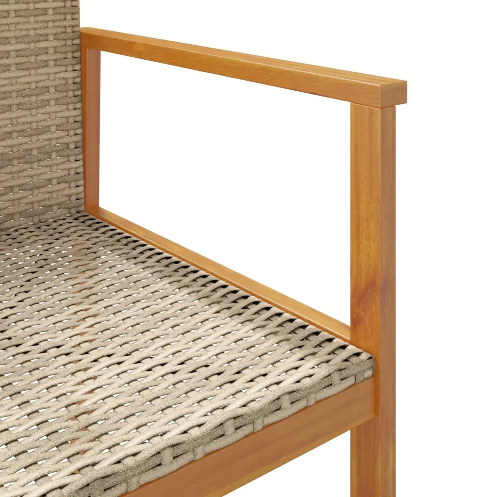 Sedie da Giardino 2 pz | Sedie da Esterno Beige in Polyrattan e Legno Massello