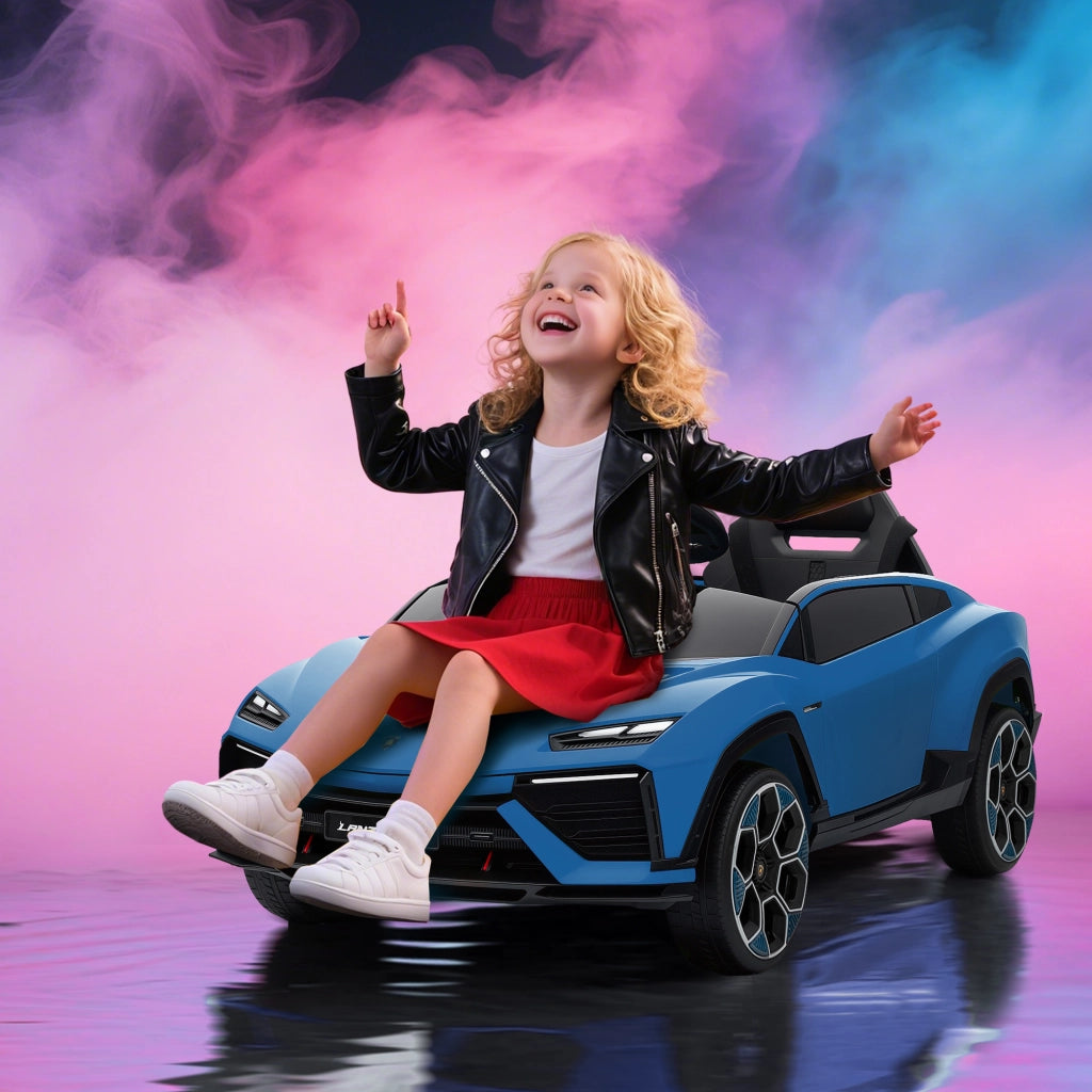 Auto elettrica per bambini Lamborghini 12V ¨C zephmum ¨C 2 motori, telecomando 2.4G, blu