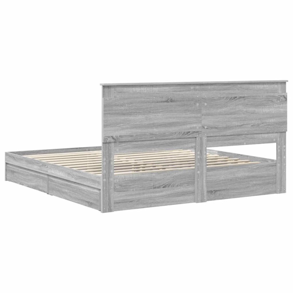 Letto con Contenitore con testiera Grigio Sonoma 200 x 200 cm