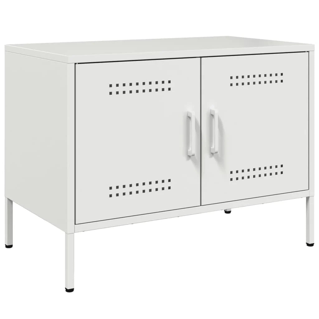 Mobile TV multimediale mensola TV credenza mobile TV sala da pranzo soggiorno camera da letto 2 pezzi 68 x 39 x 50,5 cm acciaio bianco 02_0028544