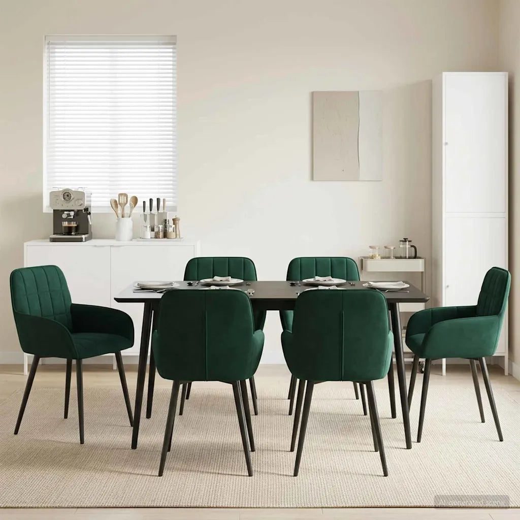 Sedie da pranzo 6 pcs Velluto (V) Verde Scuro 56,5 x 50 x 86 cm 3428177