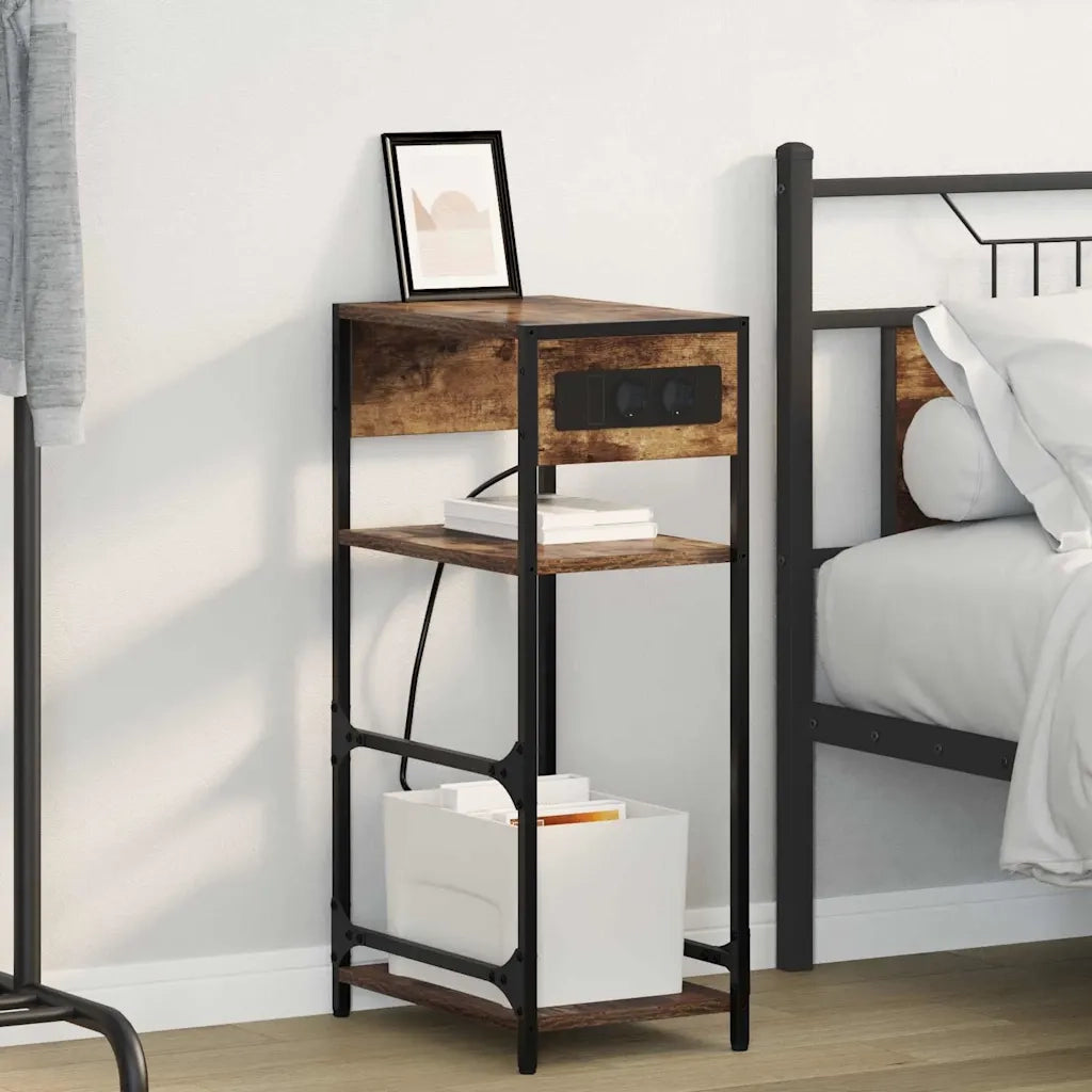 Comodino | Armadio da Notte | Mobiletto da notte Rovere fum¨¦ 40 x 27 x 76 cm Legno multistrato