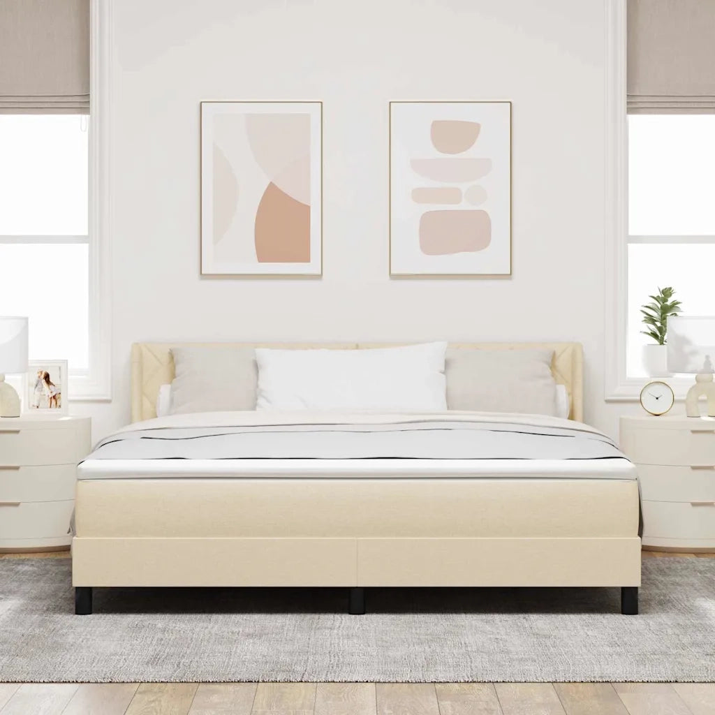 Letto a molle con testiera Crema 200 x 180 cm Tessuto 3341186