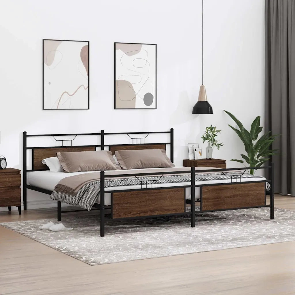 Giroletto senza Materaso in Metallo Rovere Marrone 193x203 cm