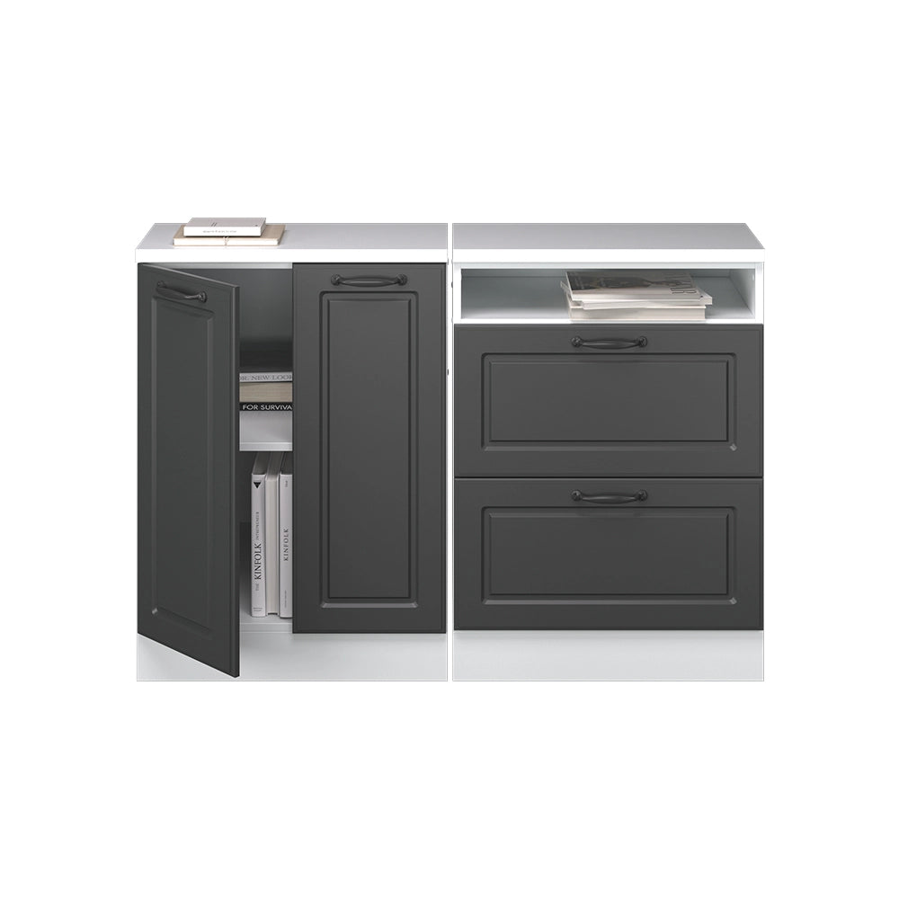 Set di mobili sottotetto Rion Antracite rustico/Bianco 120 cm Set di 2 carcasse armadio profondità 60 cm Vicco