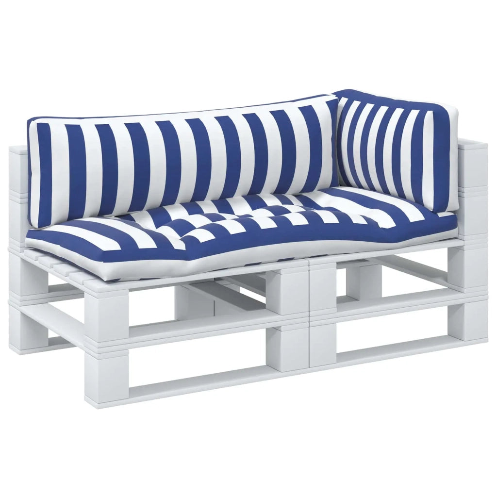 Cuscino da Esterno 3 pcs Blu e Bianco 103 x 58 x 10 cm Tessuto