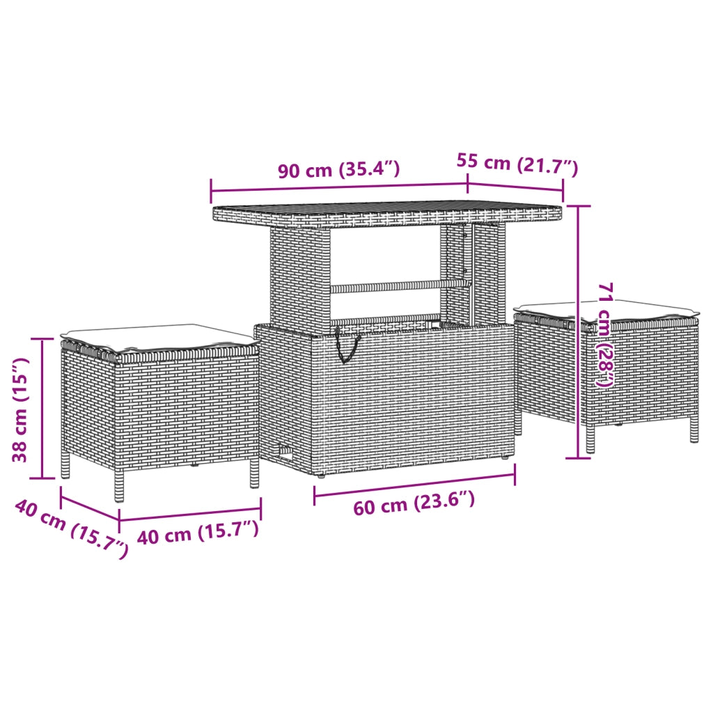 Set Divano da Giardino a 10 Pezzi con Cuscini Rattan Beige Poliester