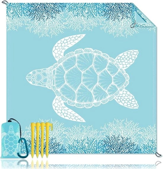 Decken di spiaggia leggera e trasparente - deken per picnic 200 x 200 cm impermeabile - impermeabile al sabbia - degenereabile - deken per campeggio.