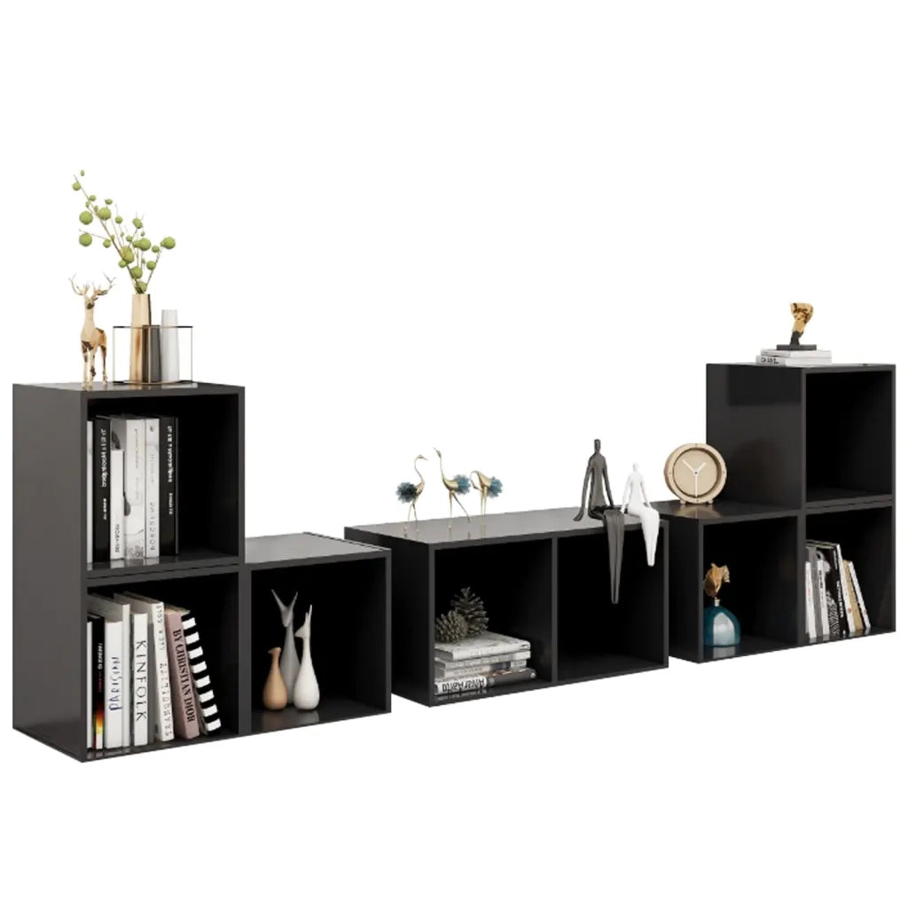 Set Mobili TV 6 pz | Armadietto TV | Mobile Porta TV Grigio Lucido in Legno Multistrato