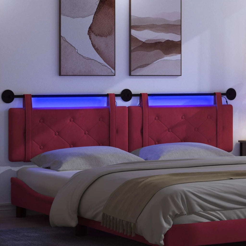 Testiera sospesa Con luce LED Rosso Vino Velluto