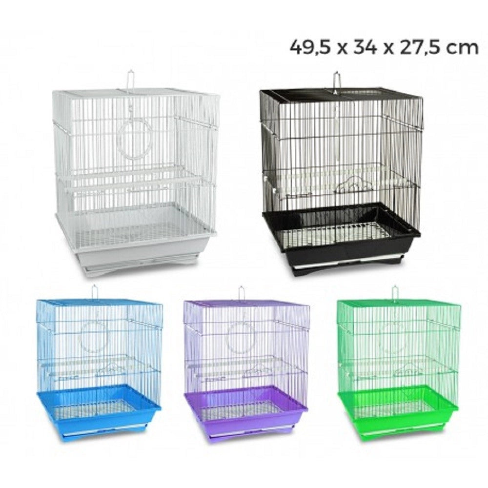 Trade Shop - Gabbia Uccelli Di Piccole Dimensioni Kandy 49,5 X 34 X 27,5 Cm Due Mangiatoie -
