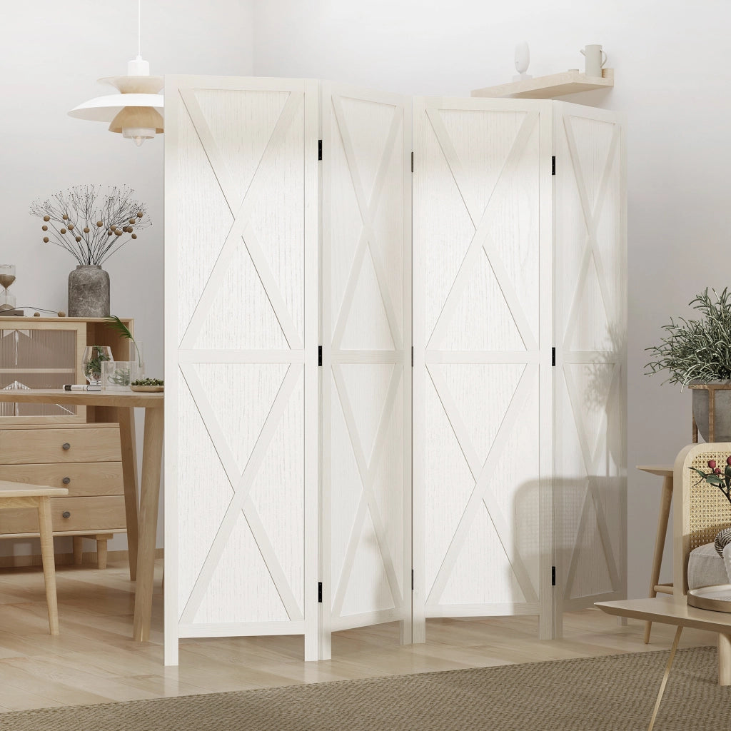 Paravento 4 Pannelli Legno Paulownia ¨C Xylo ¨C Bianco Stile Campagnolo