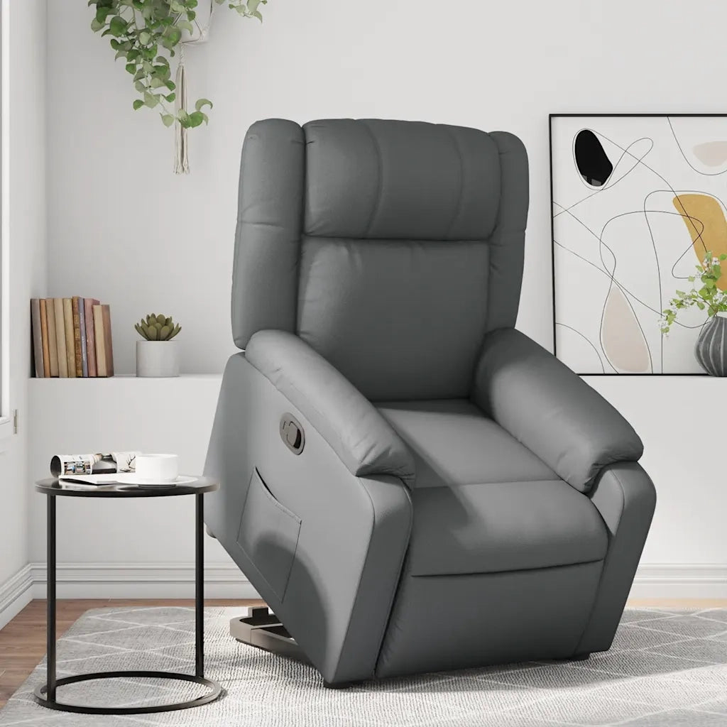 Poltrona Alzapersona Reclinabile Grigio in Similpelle 3205153