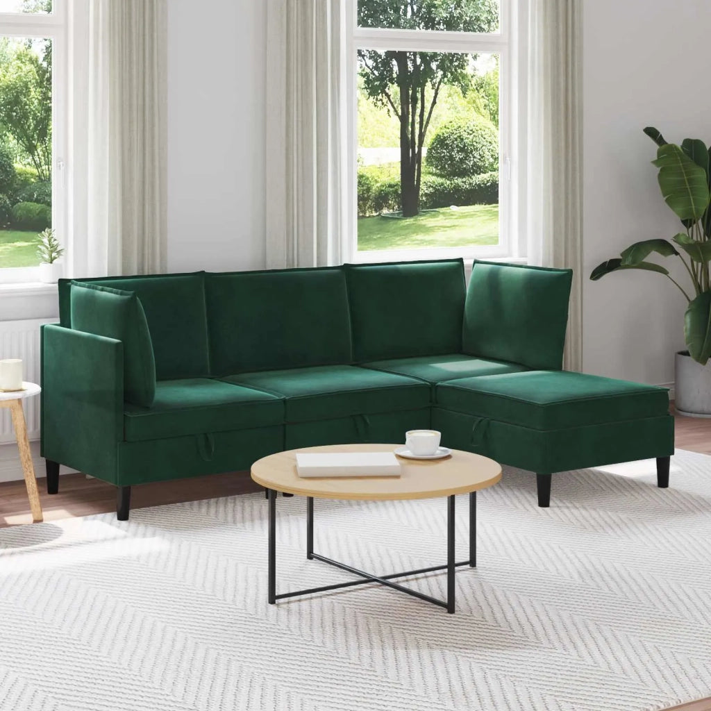 Set di mobili per il soggiorno 4 pcs Verde Scuro Velluto