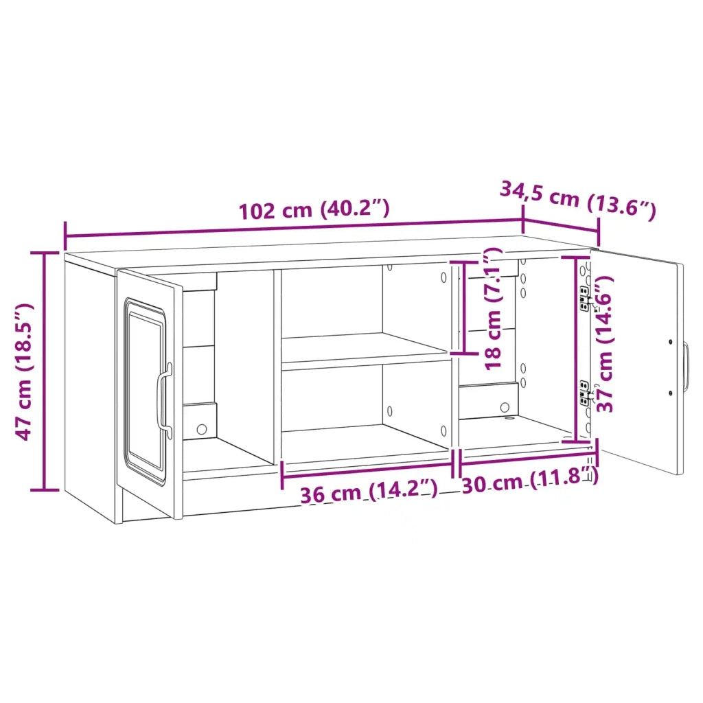 Mobile TV Grigio Cemento 102 x 34,5 x 47 cm 895848