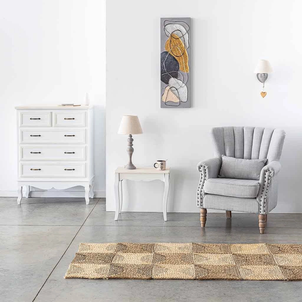 Quadro dipinto a mano con rilievo grigio 30x90x3h