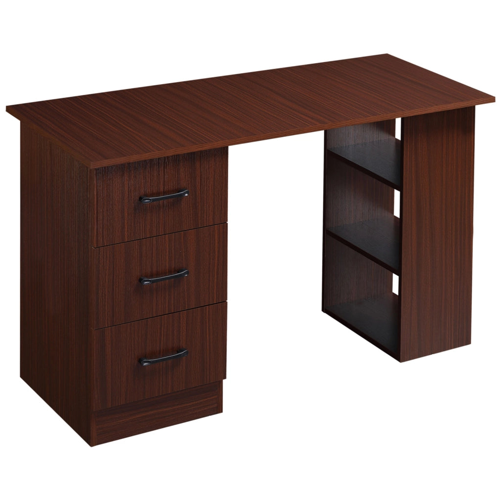 Scrivania per Ufficio con 3 Cassetti e 3 Ripiani in Legno ¨C Xylo ¨C Noce 120x49x72cm