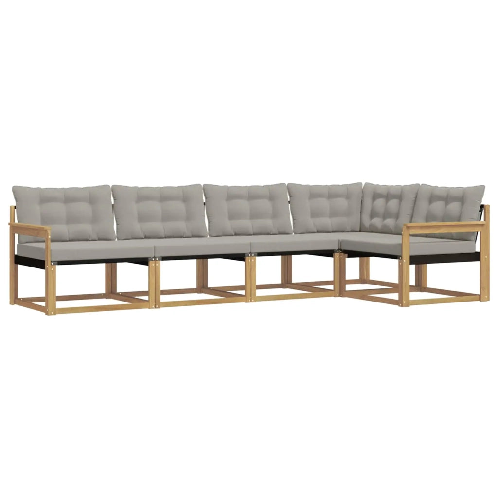 Set di divani da esterno 5 pz Bianco e Grigio Chiaro 3388677