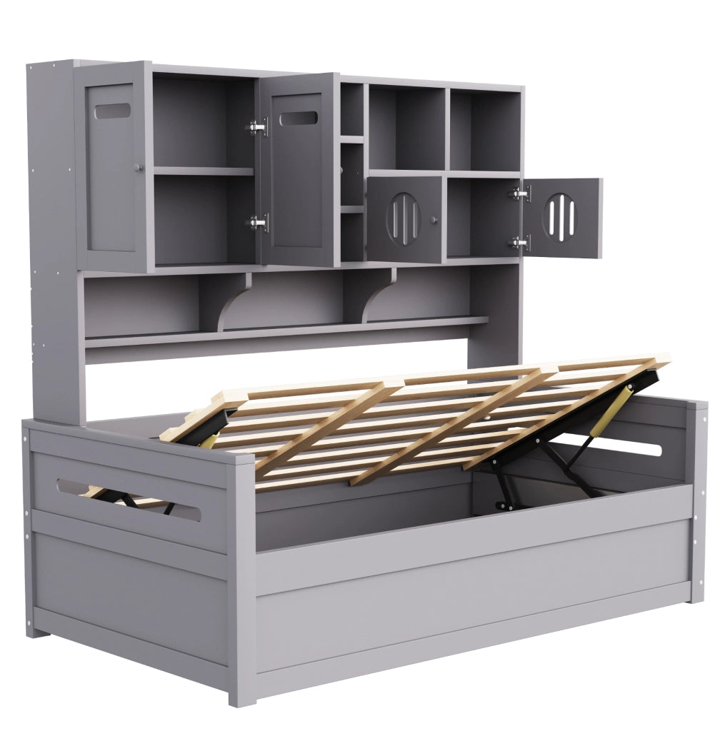 Letto singolo idraulico 90x200 cm con contenitore grigio