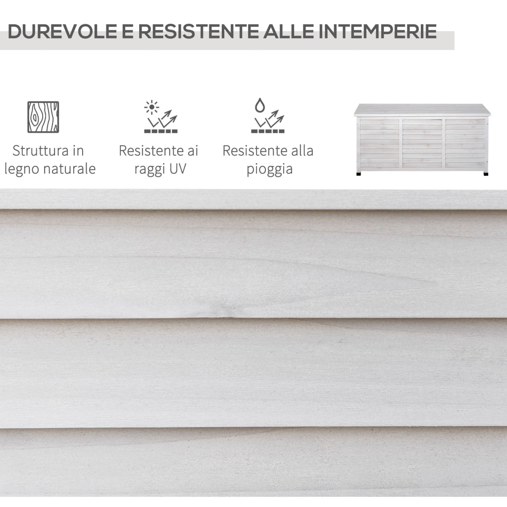 Cassapanca da Esterno in Legno di Abete con Coperchio ¨C zephmum ¨C Bianco 127x56x60 cm