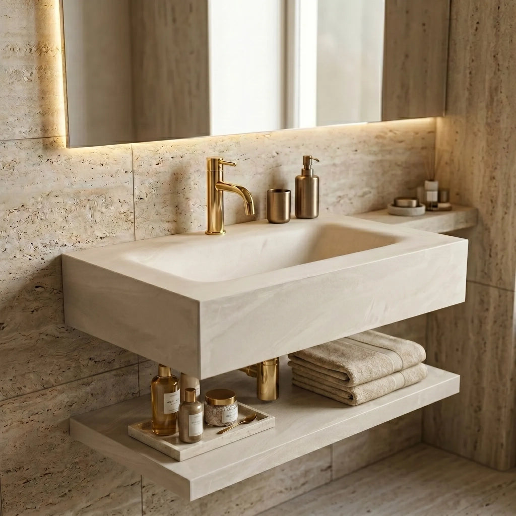 Lavabo Da Parete Con Mensola Rea Apollo Gran Cloud Sky 80