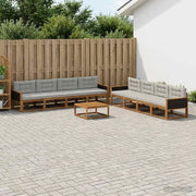 Set di divani da esterno 9 pcs Naturale e Grigio chiaro