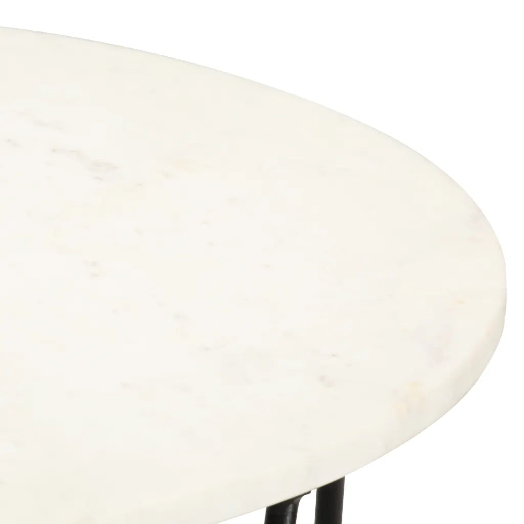 Tavolino da Salotto Bianco 65x65x42cm Pietra Vera Testura Marmo 286446